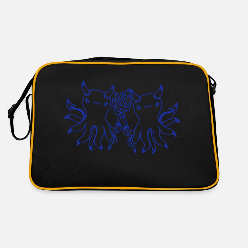 2 Octopus Devil Hell Team Friends Satan Evil Cute Retro Bag