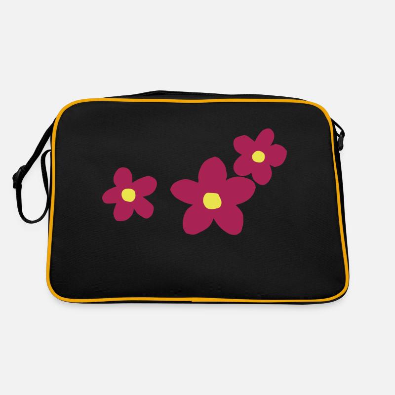 Three Flowers - Retro Tasche - Schwarz/Gold