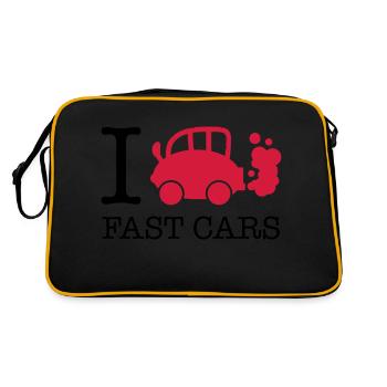 I Love fast cars - Retro Tasche - Schwarz/Gold - Hinten
