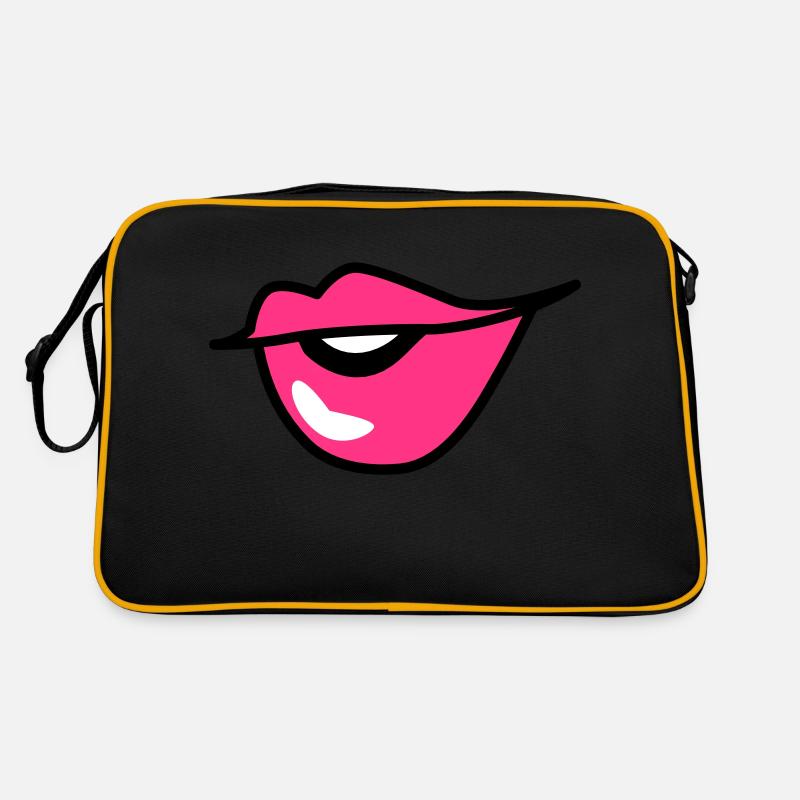 mignon lèvres boudeuses bisou avec un sourire Sac Retro