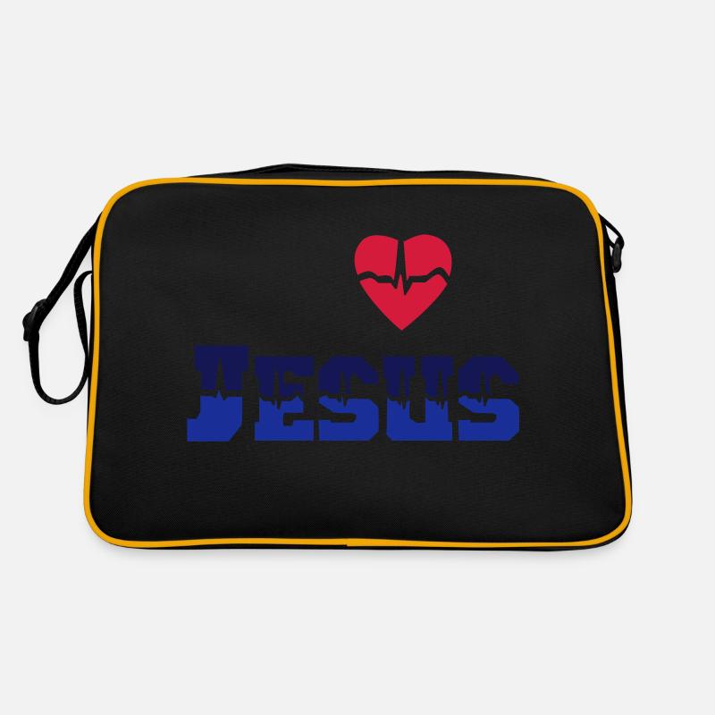 Jesus liebt ... - Retro Tasche - Schwarz/Gold