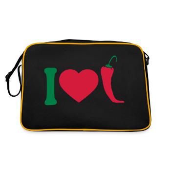 I Love Chili Chilli Pepperoni Herz Logo - Retro Bag - black/gold - Back