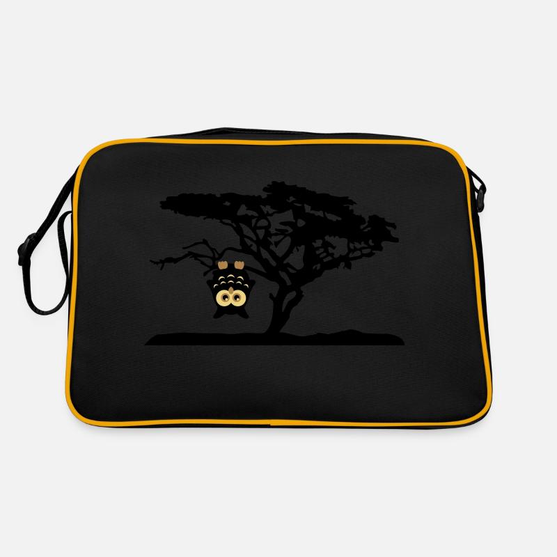 Eule Kopfüber Baum Hängen Different - Retro Tasche - Schwarz/Gold