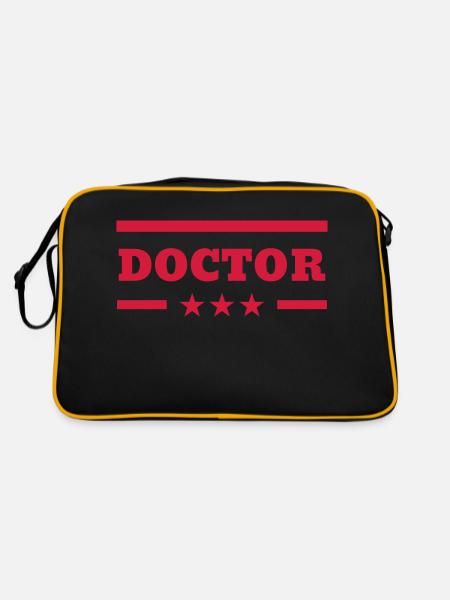 Arzt / Medizin / Ärztin / doctor - Retro Tasche - Schwarz/Gold - Hinten