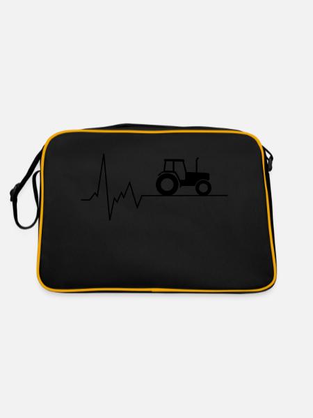 herzschlag traktor - Retro Tasche - Schwarz/Gold - Hinten