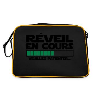 réveil (en cours),message,humour - Sac Retro - noir/or - Dos