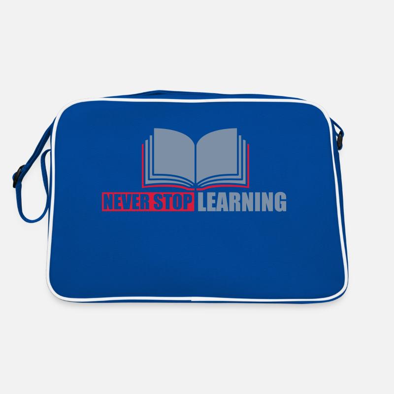 never stop learning Zitat Retro Tasche