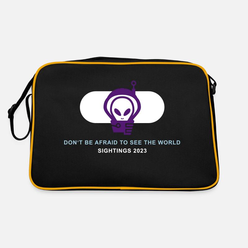 Cylindrical UFO with rounded ends - Retro Bag - black/gold