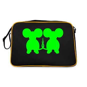 2 Mice Couple Two In Love Valentine's Day Wife Man - Retro Bag - black/gold - Back