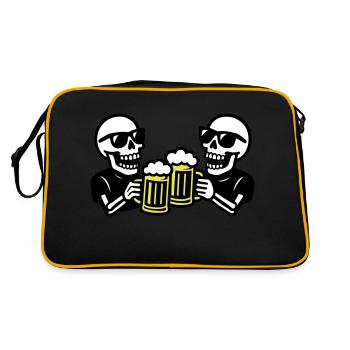 Skelett Party Bier Team - Retro Tasche - Schwarz/Gold - Hinten