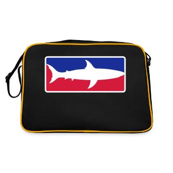 red blue sport shark button frame shield black sc - Retro Bag - black/gold - Back