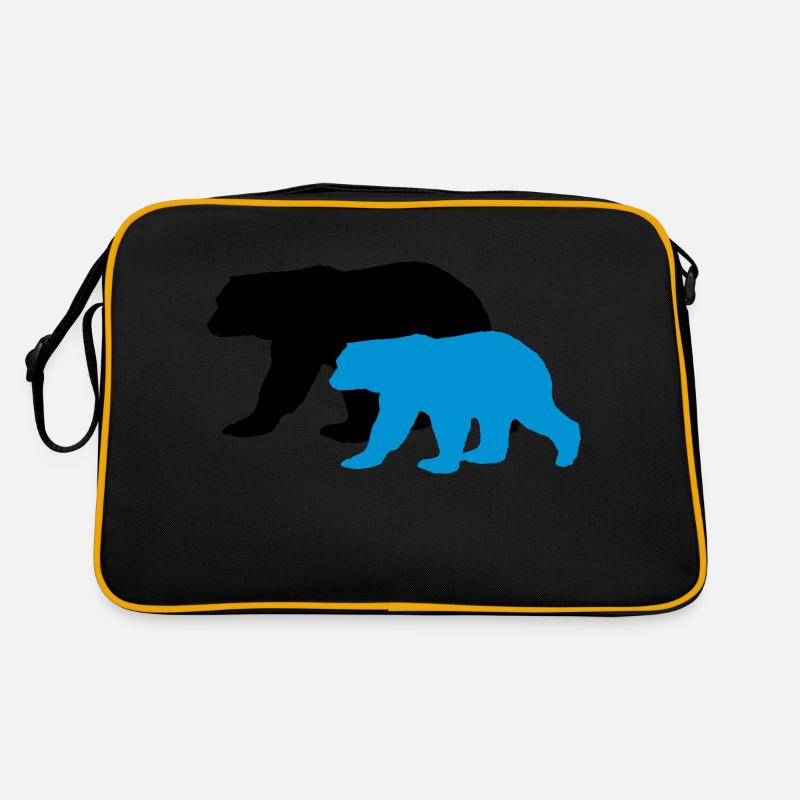 bears silhouettes - Retro Tasche - Schwarz/Gold