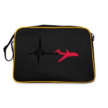 logo pulse frequency heartbeat line airplane airpl - Retro Bag - black/gold - Back