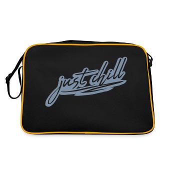 Just Chill Text Logo - Retro Tasche - Schwarz/Gold - Hinten