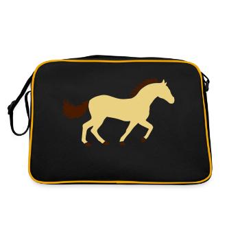 Design Silhouette de cheval de course - Sac Retro - noir/or - Dos