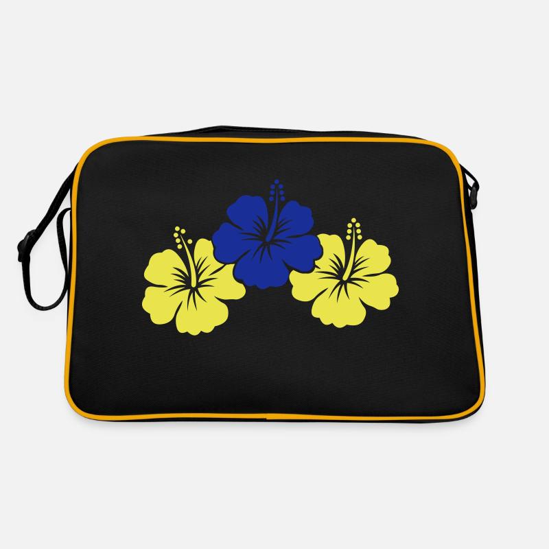 Fleurs d’hibiscus - Sac Retro - noir/or
