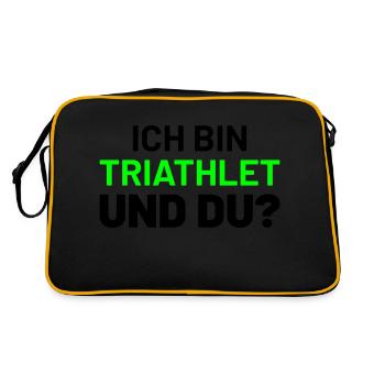 ich bin triathlet und du - Retro Tasche - Schwarz/Gold - Hinten
