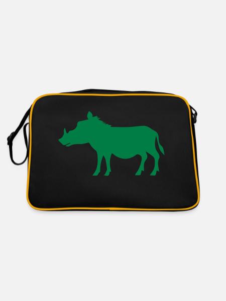 Wildschwein - Retro Tasche - Schwarz/Gold - Hinten