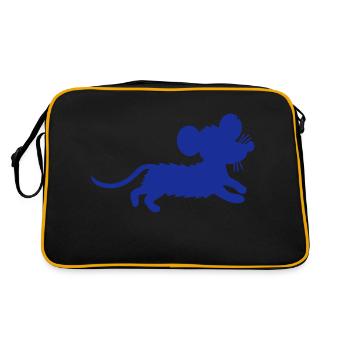 Maus Mäuschen Rennt Kleine Ratte Nager Silhouette - Retro Tasche - Schwarz/Gold - Hinten