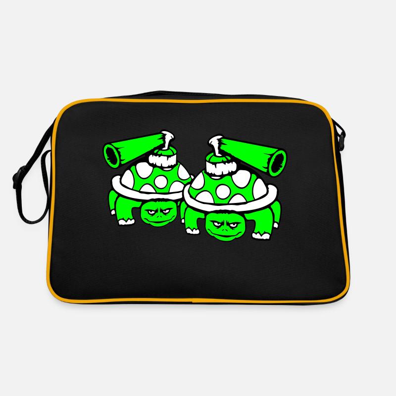2 Schildkröten Panzer Waffe schießen Krieg Angriff Retro Tasche