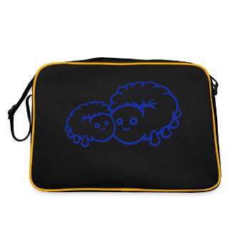 2 Raupe Mama Papa Kind Familie Mutter Vater süß - Retro Tasche - Schwarz/Gold - Hinten