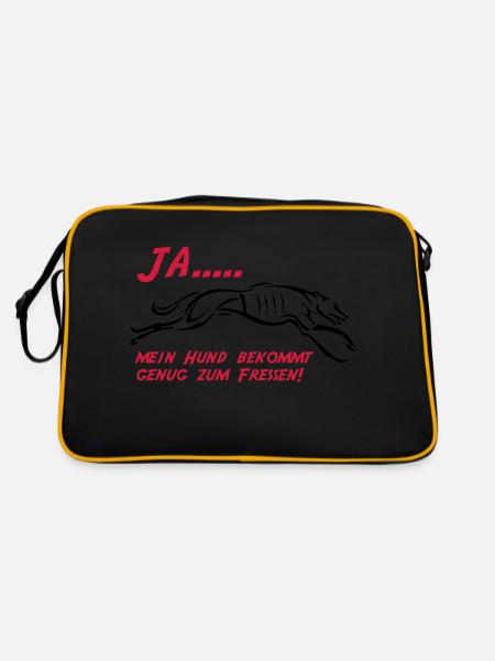 Mein Hund bekommt genug zu fressen - Retro Tasche - Schwarz/Gold - Hinten