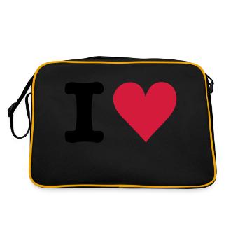 I - Heart - Love - Retro Tasche - Schwarz/Gold - Hinten