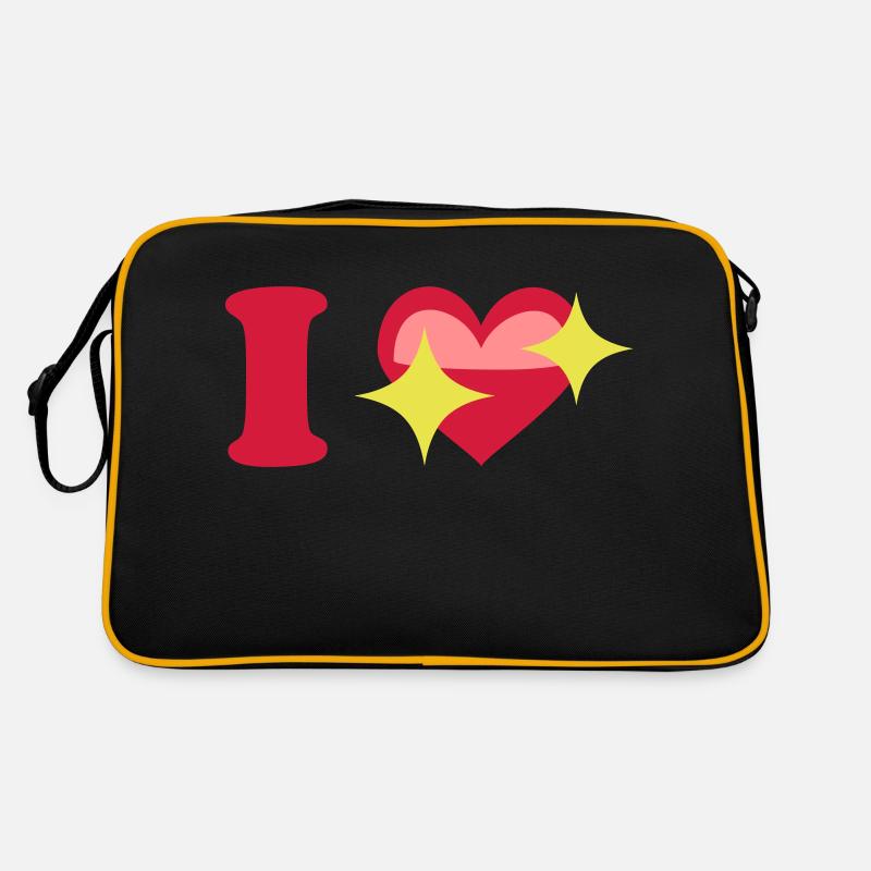 I love - Retro Tasche - Schwarz/Gold