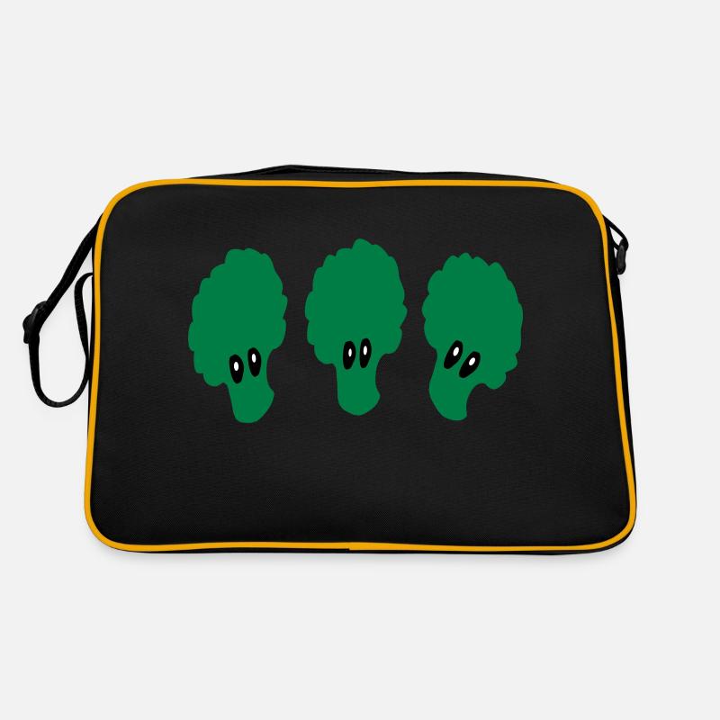 3 funny broccoli vegetables vector art Retro Bag