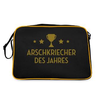 Arschkriecher Arschkriecherin Heuchler Heuchlerin - Retro Tasche - Schwarz/Gold - Hinten