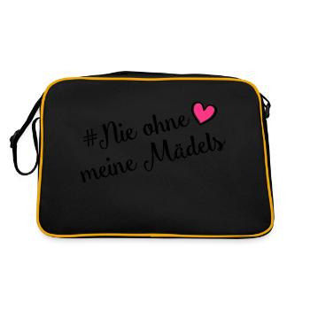nie ohne meine maedels herz - Retro Tasche - Schwarz/Gold - Hinten