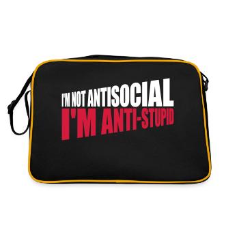not antisocial anti stupid - Retro Tasche - Schwarz/Gold - Hinten