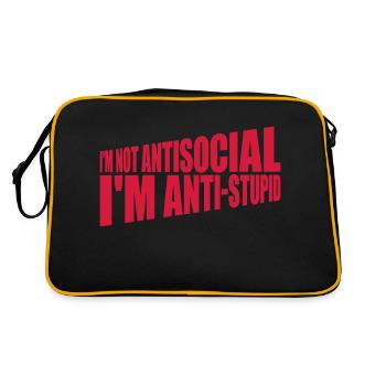 not antisocial anti stupid - Retro Tasche - Schwarz/Gold - Hinten