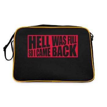 hell was full Zitat - Retro Tasche - Schwarz/Gold - Hinten