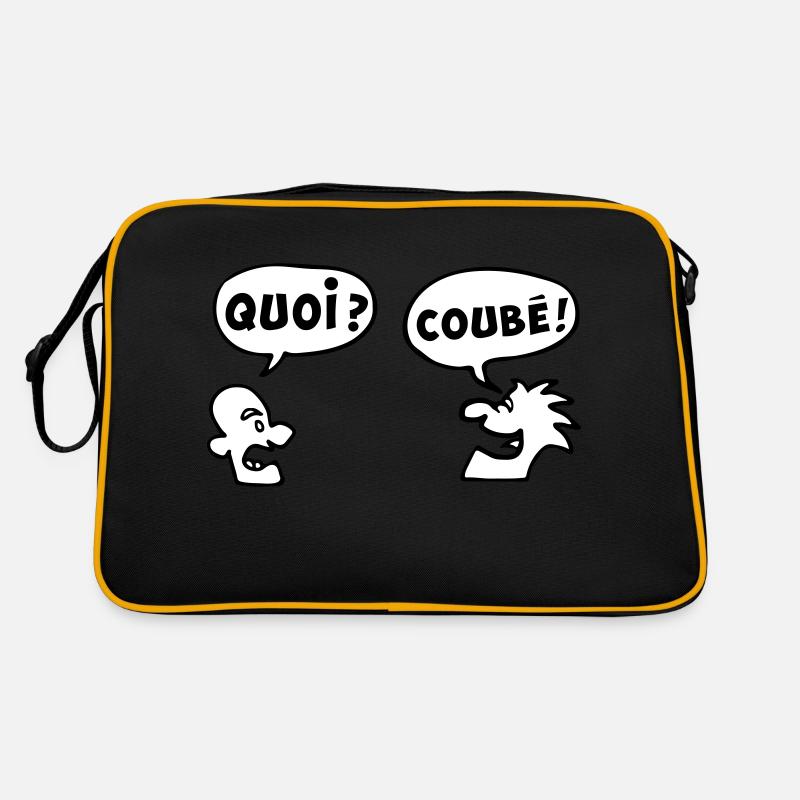 QUOI COUBEH quoicoubeh citation drôle - Sac Retro - noir/or