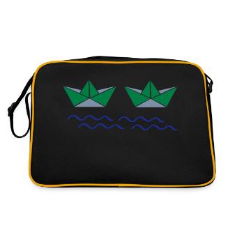 papierboote 02 - Retro Tasche - Schwarz/Gold - Hinten