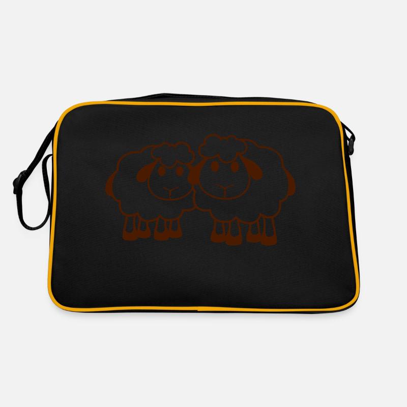 Deux Moutons Amis Équipe Équipage Mignon Petit Bébé Cher Sac Retro