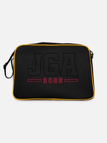 JGA 2025 Kontur Junggesellenabschied - Retro Tasche - Schwarz/Gold - Hinten
