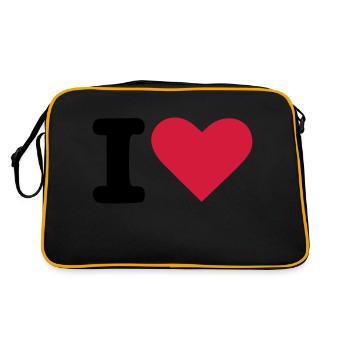 i love - Retro Tasche - Schwarz/Gold - Hinten