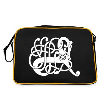 Wikinger T Shirt Design Pferdchen - Retro Tasche - Schwarz/Gold - Hinten