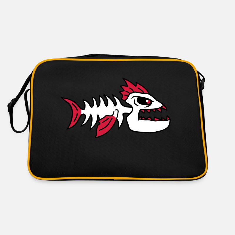 Fish Bone Punk Monster - Retro Tasche - Schwarz/Gold