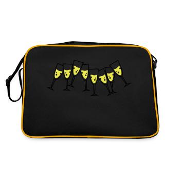 sekt glaeser design - Retro Tasche - Schwarz/Gold - Hinten