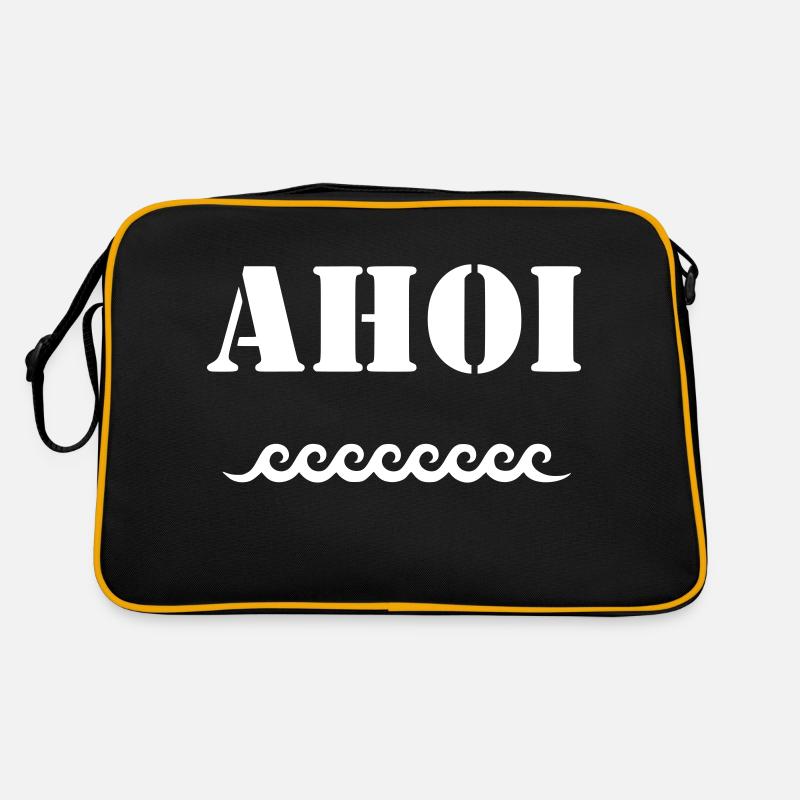 Ahoi weiß Hafen Seemann Geschenk Geschenkidee - Retro Tasche - Schwarz/Gold