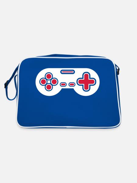 Design Retro Gamer Controller - Retro Tasche - Blau/Weiß - Hinten