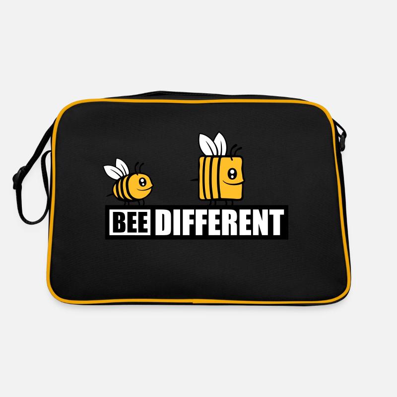 bee different Spruch Zitat - Retro Tasche - Schwarz/Gold
