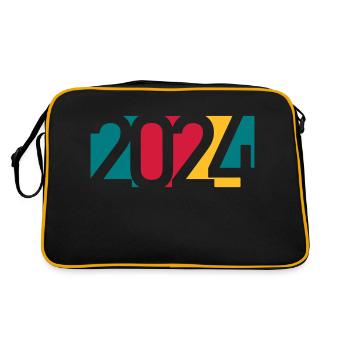 2024 happy new year Jahreszahl Datum Zahl Anno - Retro Tasche - Schwarz/Gold - Hinten