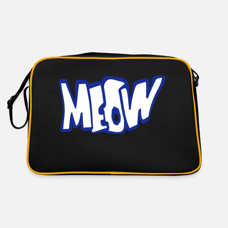 Meow Katze Comic Miau Buchstaben Kitten Text Zitat Retro Tasche