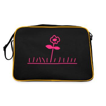 Pink Meadow Flower Spring Summer Grass Flower - Retro Bag - black/gold - Back