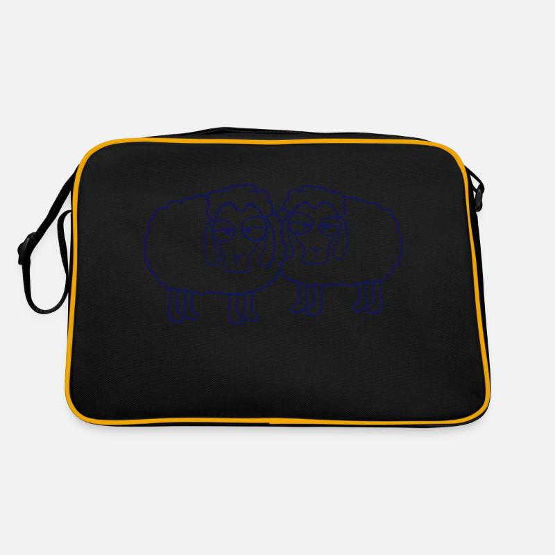 2 Schafe Müde Gelangweilt Blick Schäfchen Team Süß Retro Tasche