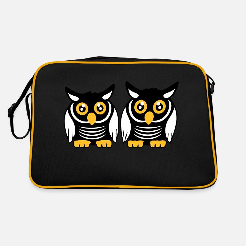 2 Eulen Team Vogel Freunde zwei Schleiereulen Crew Retro Tasche